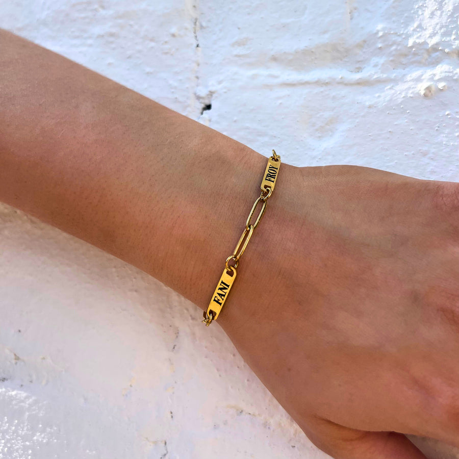 Double Paperclip Bar Bracelet