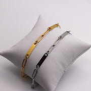 Double Paperclip Bar Bracelet