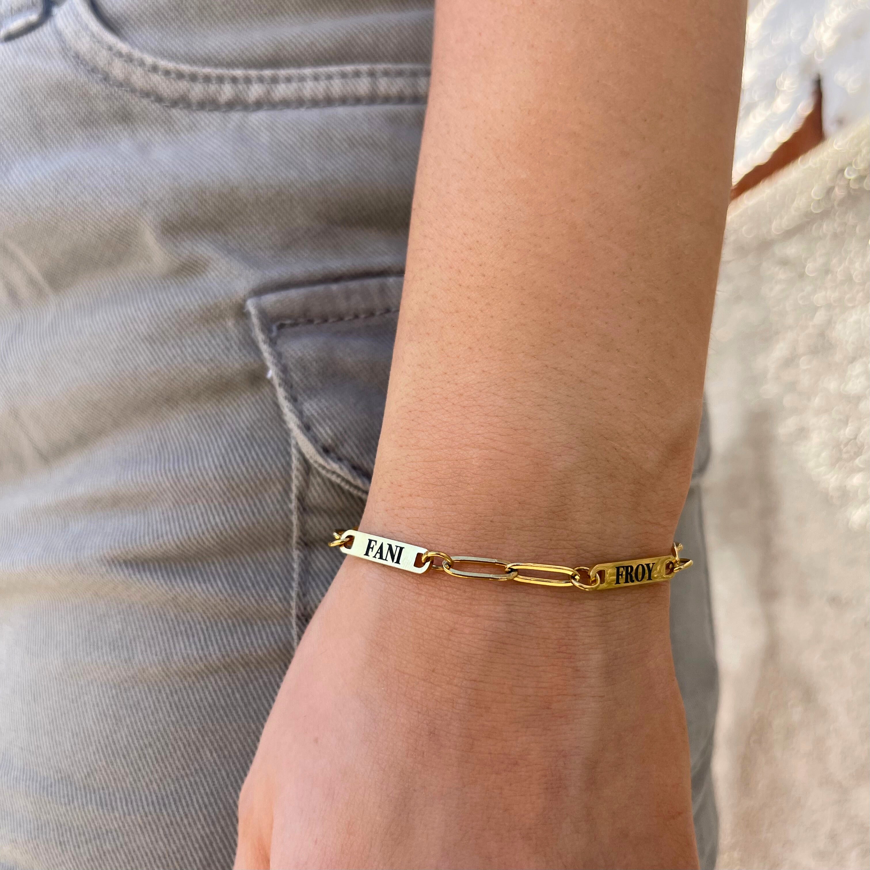 Double Paperclip Bar Bracelet