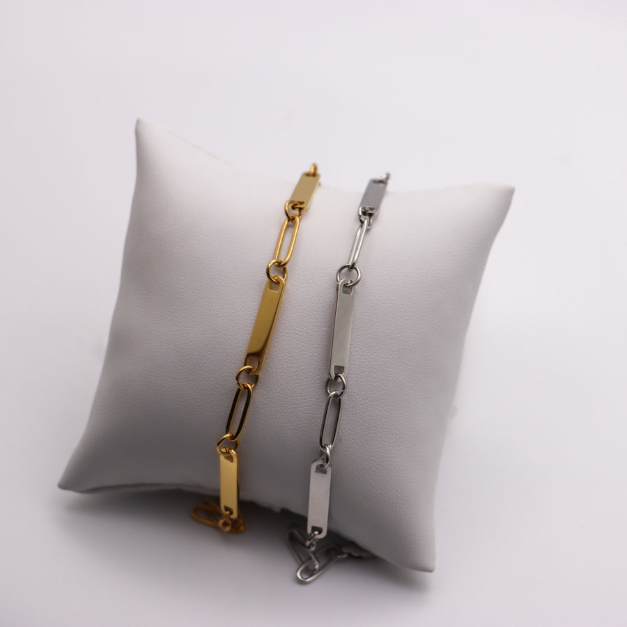 Triple Paperclip Bar Bracelet