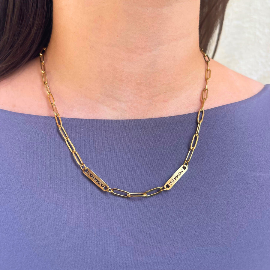 Double Paperclip Bar Necklace