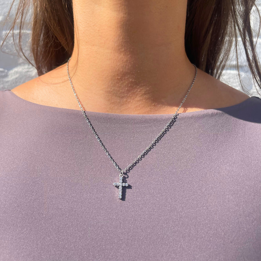 Small CZ Cross Necklace