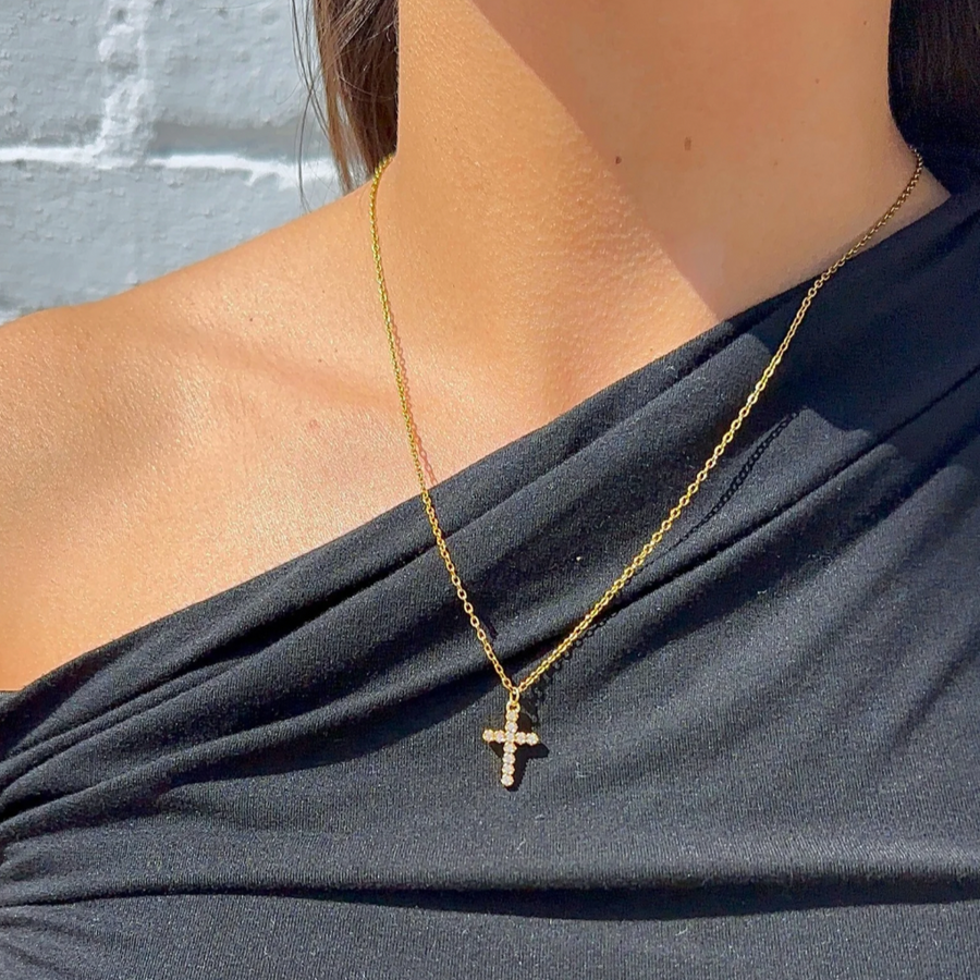 Small CZ Cross Necklace
