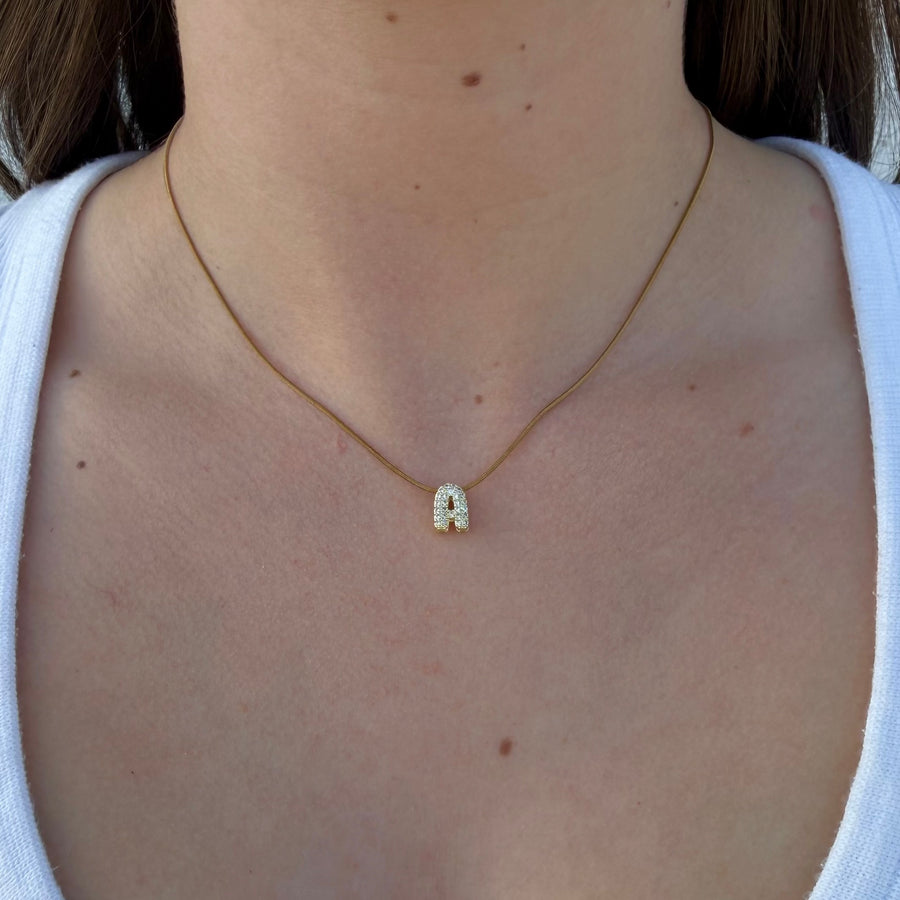 Mini CZ Bubble Letter Necklace