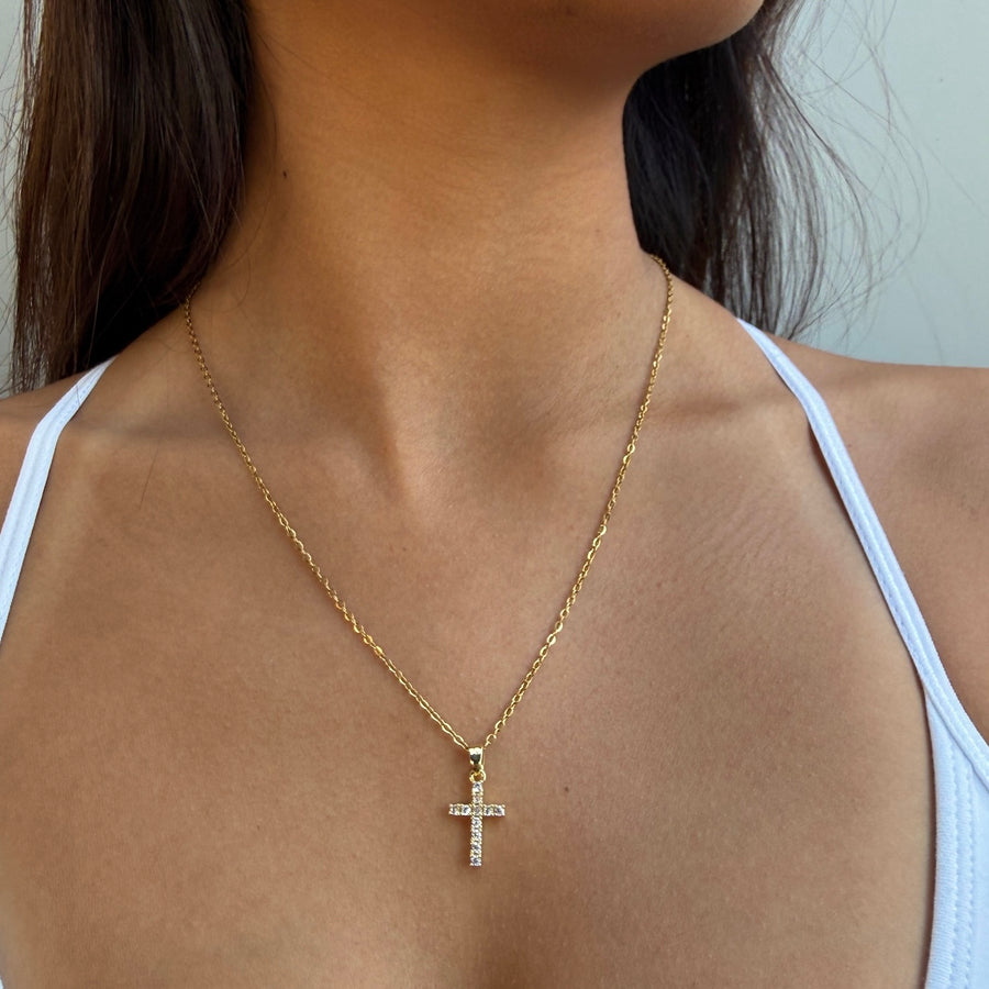 Small CZ Cross Necklace