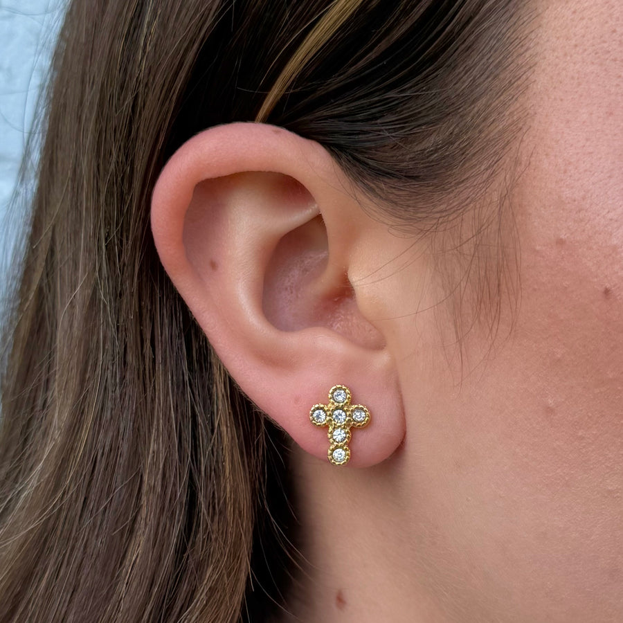 CZ Cross Studs