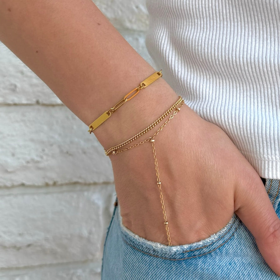 Double Paperclip Bar Bracelet