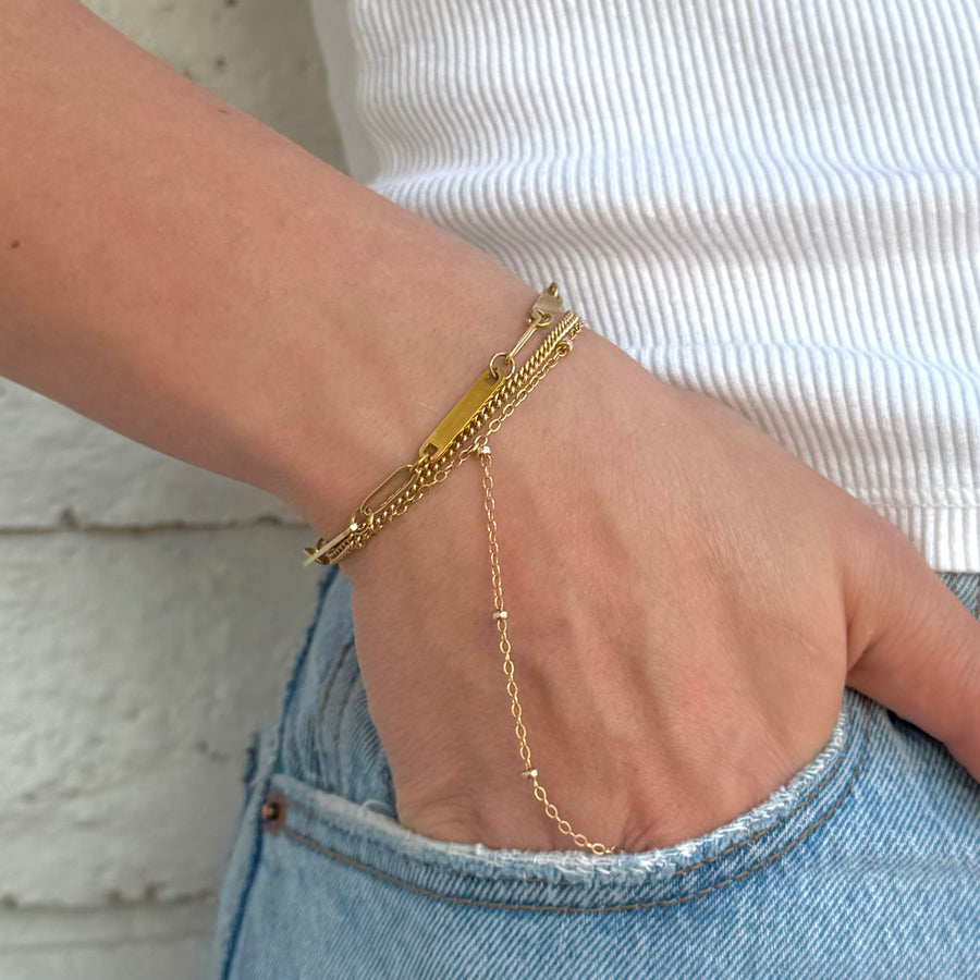 Triple Paperclip Bar Bracelet