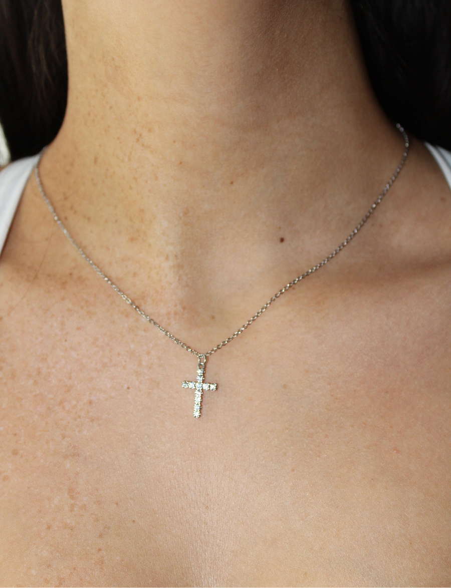 Small CZ Cross Necklace