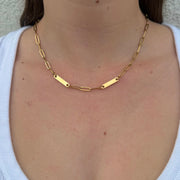 Double Paperclip Bar Necklace